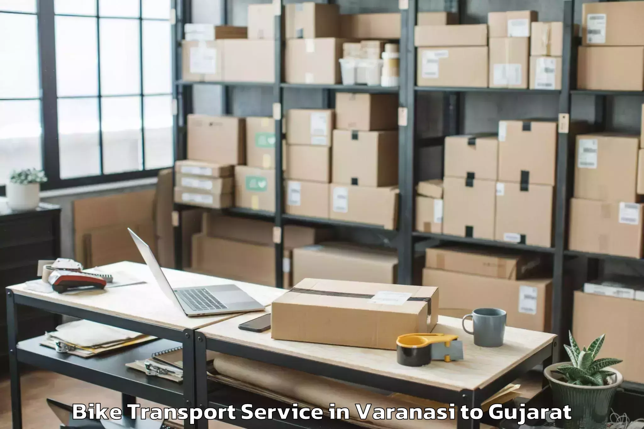 Quality Varanasi to Inorbit Mall Vadodara Bike Transport